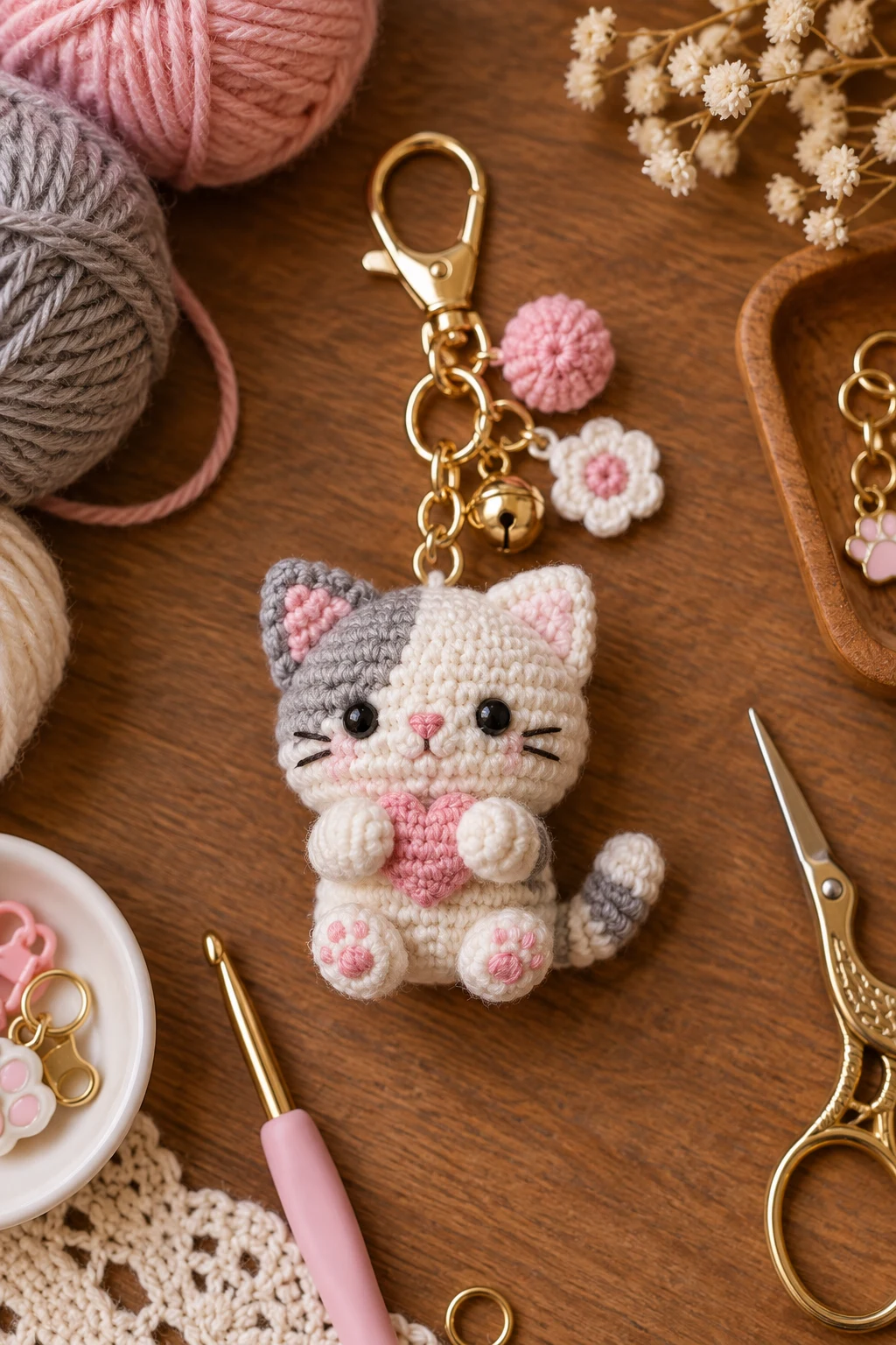 Tiny Crochet Cat Bag Charm — crochet cat bag style outfit