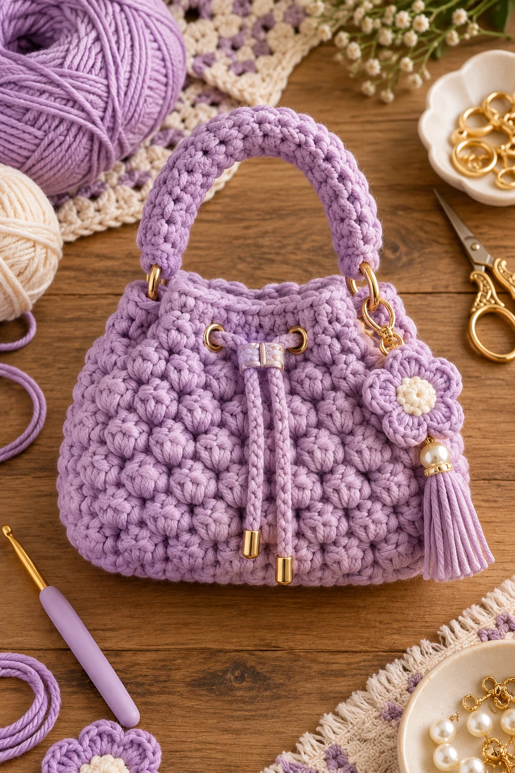Lavender Mini Chunky Bag — crochet chunky bag style outfit