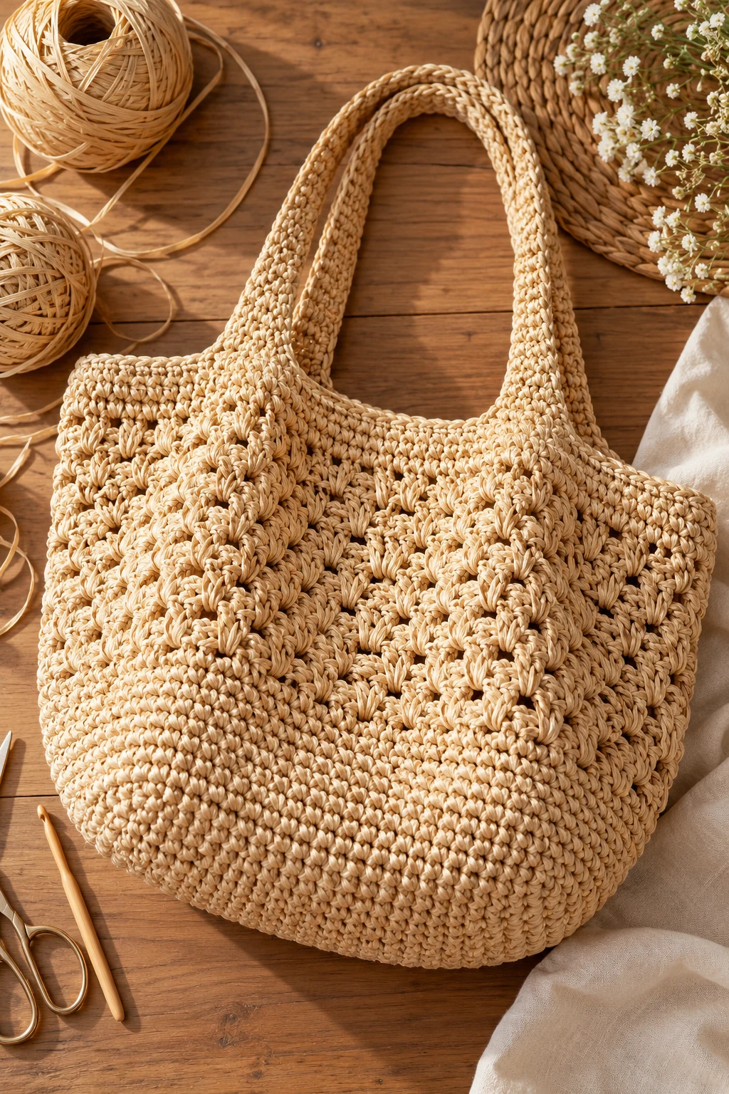 Natural Raffia Big Bag — crochet chunky bag style outfit