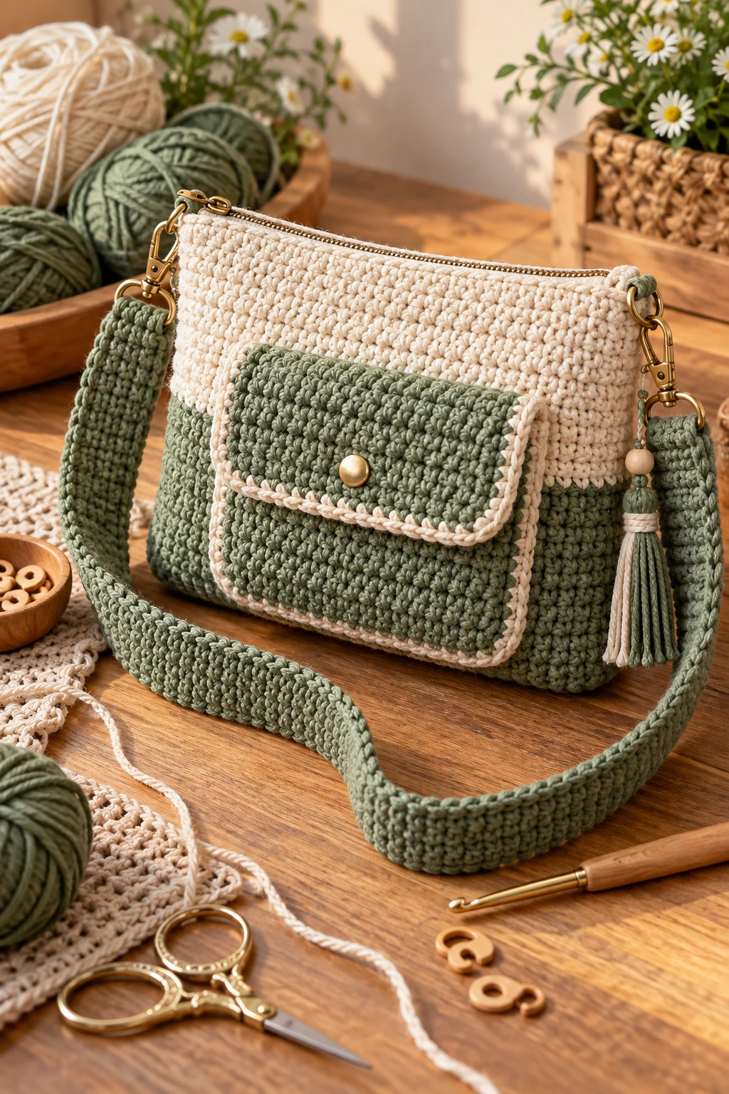 Crochet Cross Bag With Front Pocket — crochet cross bag style outfit