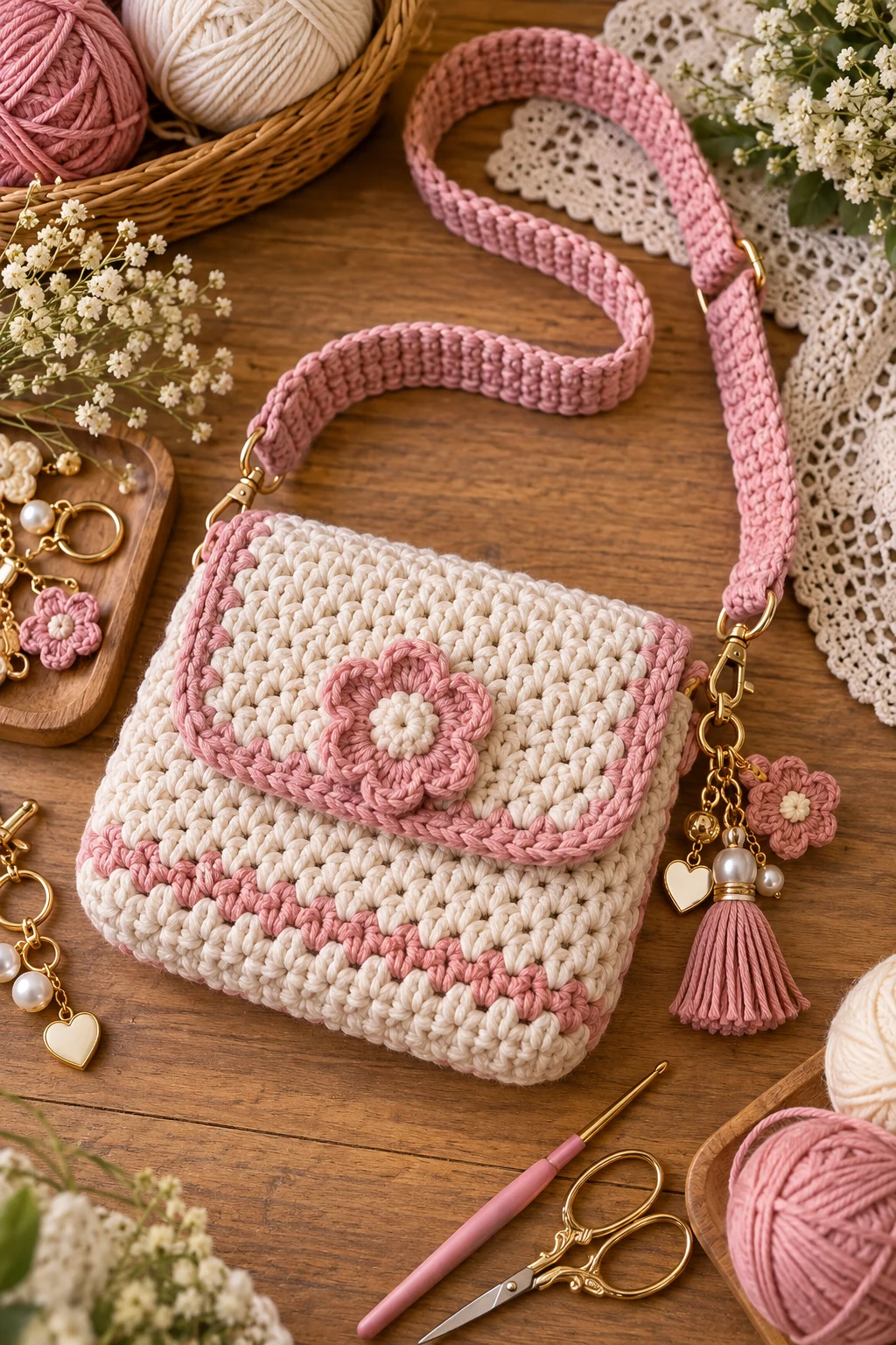 Personalized Charm Cross Bag — crochet cross bag style outfit