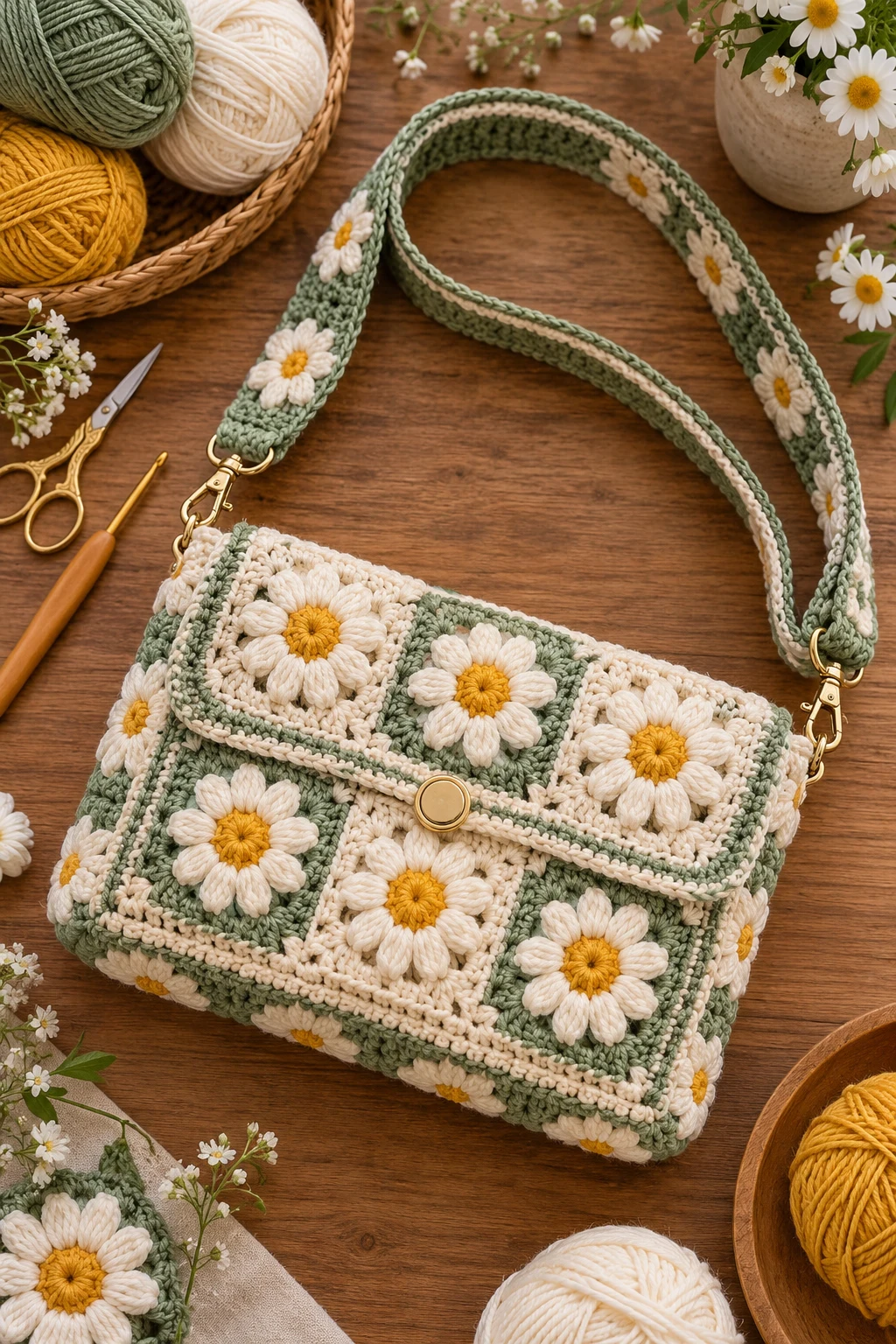 Floral Crochet Crossbody — crochet cross bag style outfit