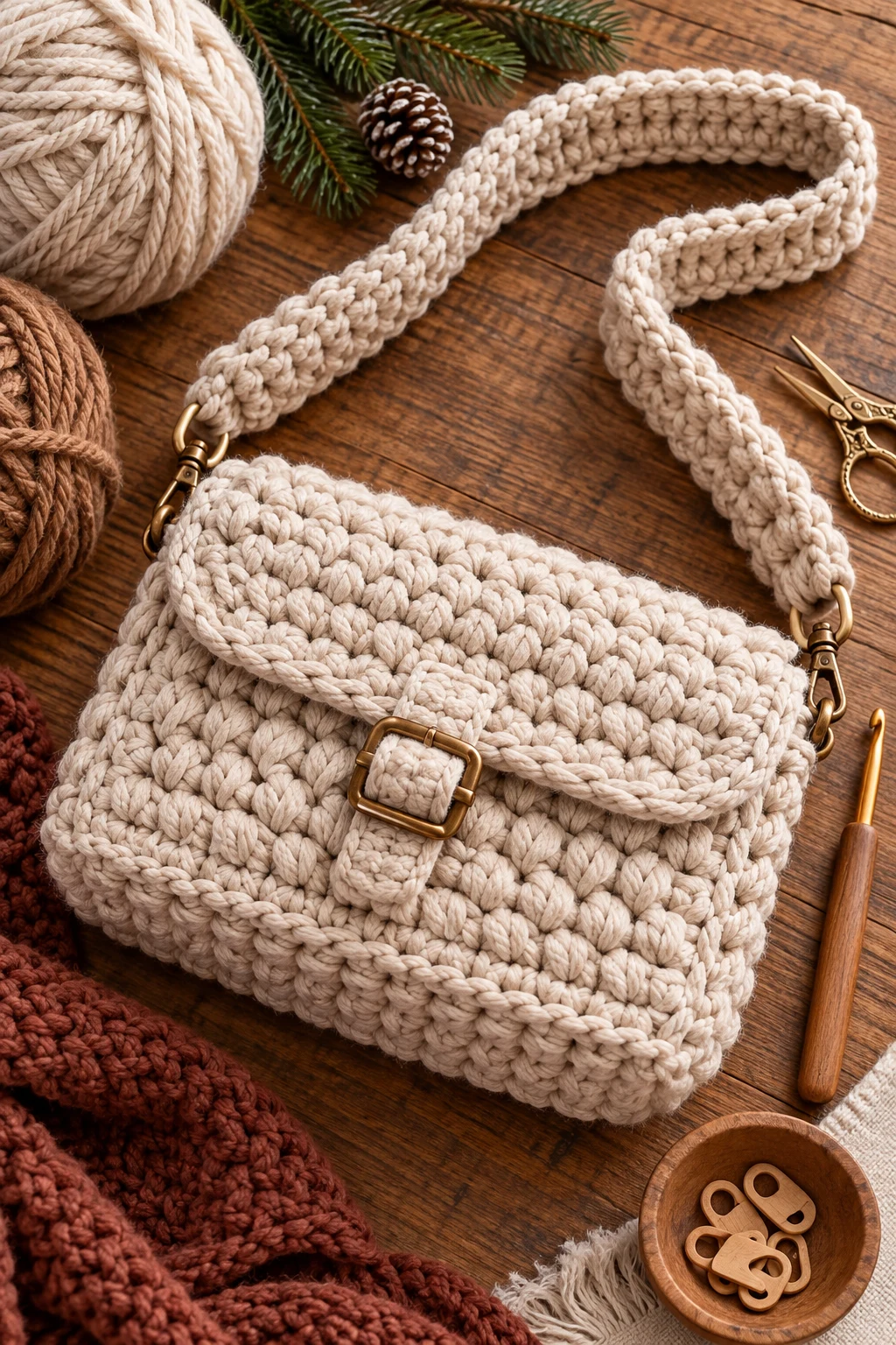 Chunky Winter Crochet Cross Bag — crochet cross bag style outfit
