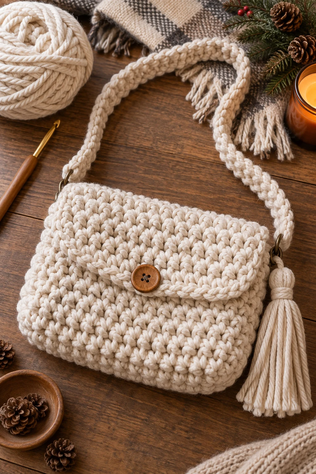 Chunky Winter Cross Body — crochet cross body bag style outfit