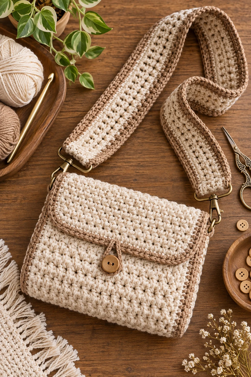Crochet Cross Body Bag With a Wide Strap — crochet cross body bag style outfit