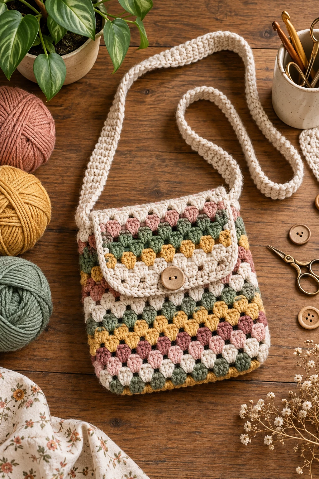 Mini Granny Stripe Bag — crochet cross body bag style outfit