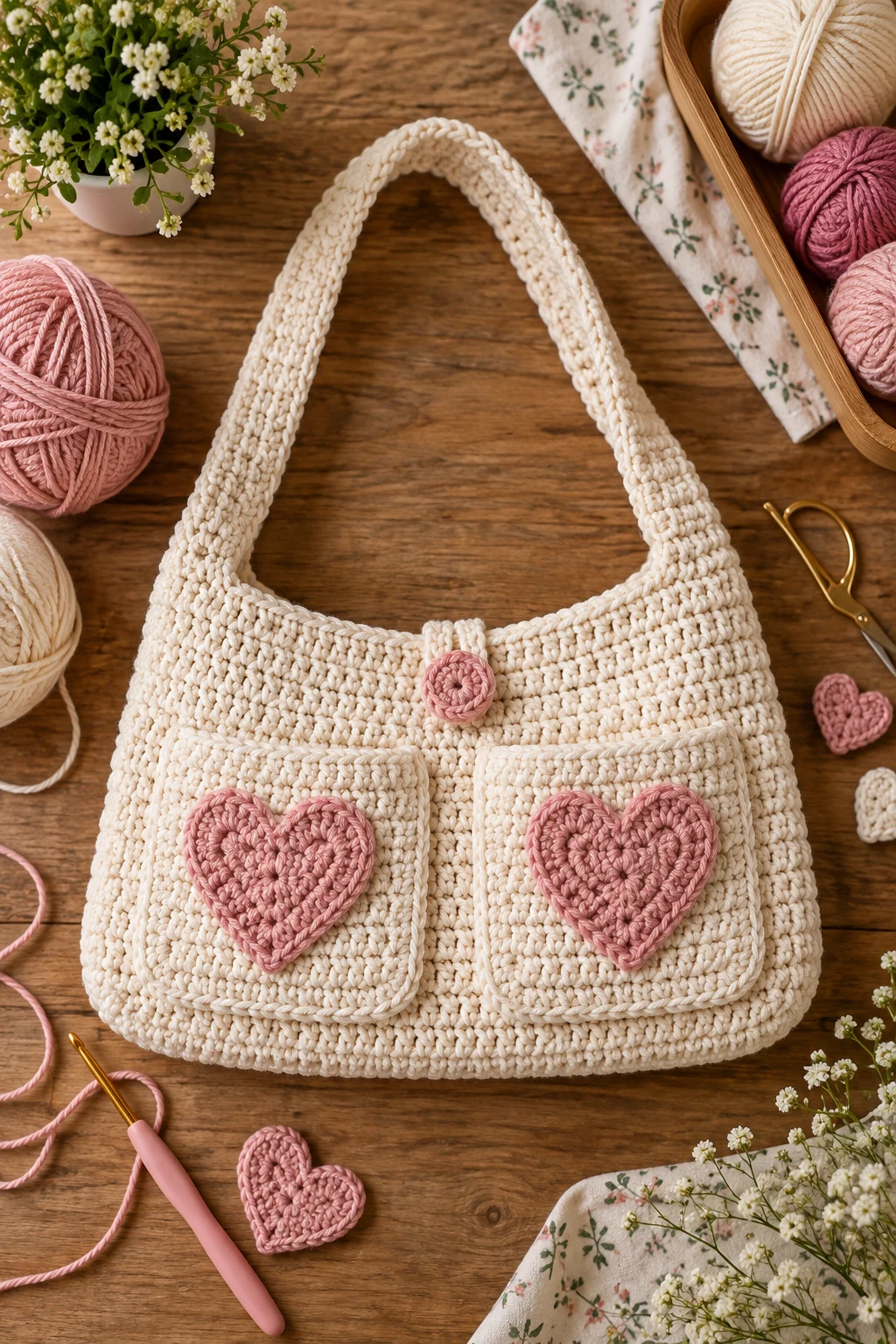 Heart Pocket Bag — crochet cute bag style outfit