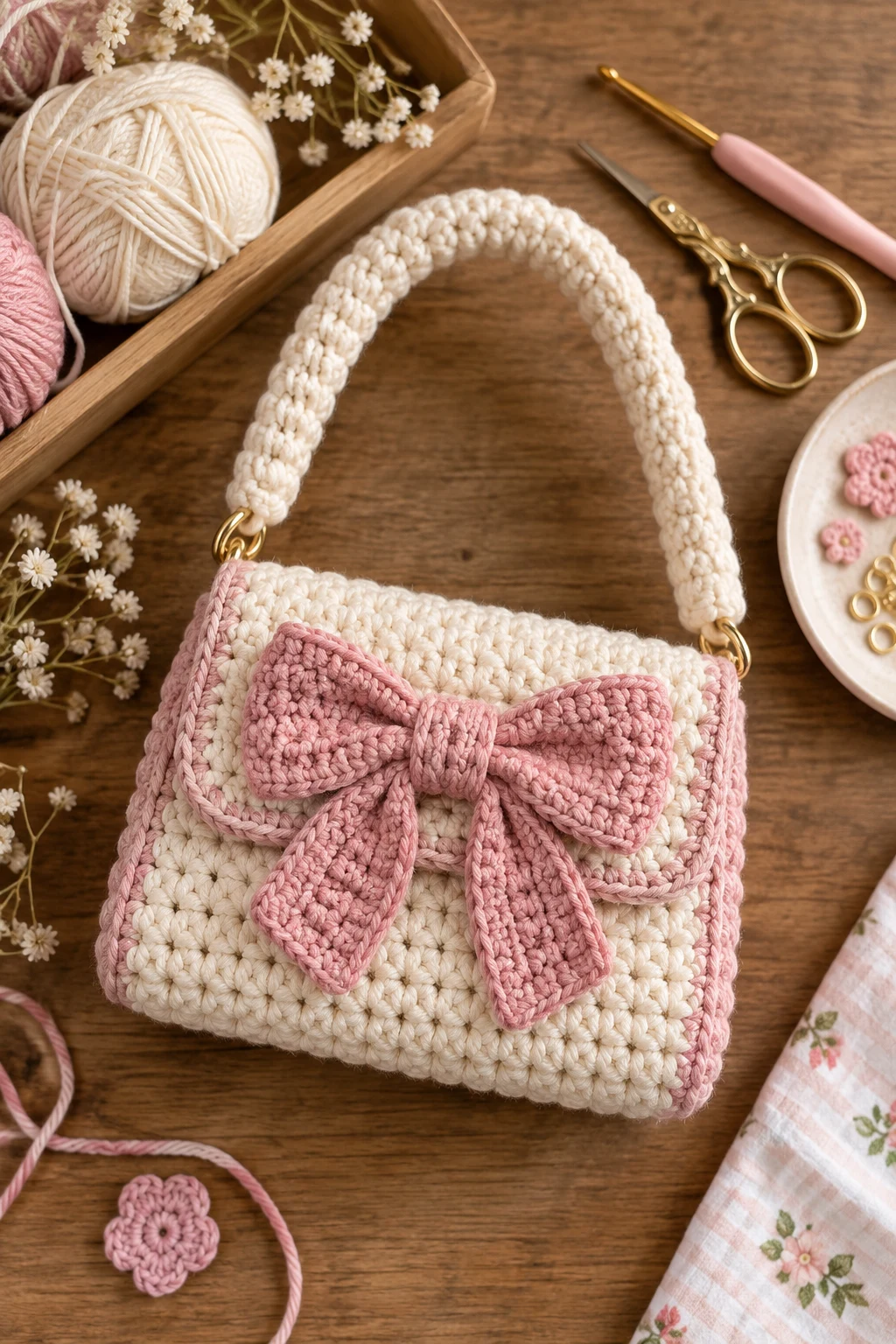 Bow-Topped Mini Bag — crochet cute bag style outfit