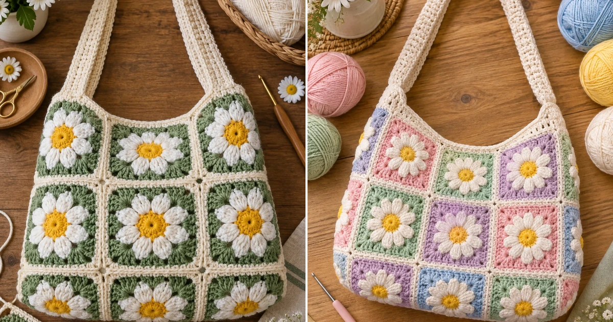 10 Creative Crochet Daisy Bag Ideas crochet daisy bag