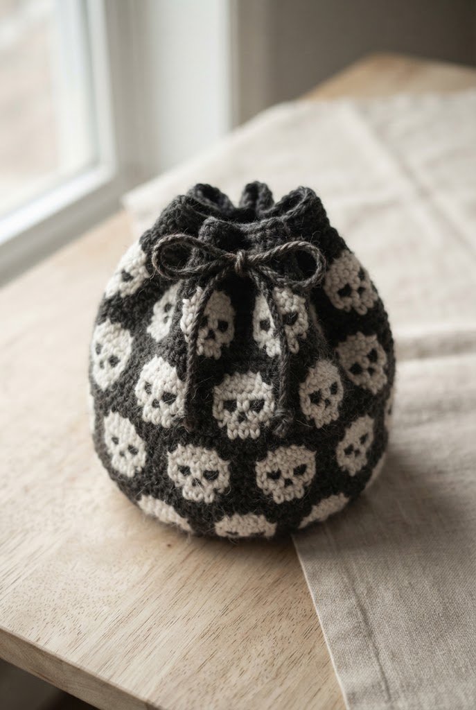 Skull Motifs for Necromancers — crochet dice bag pattern free style outfit