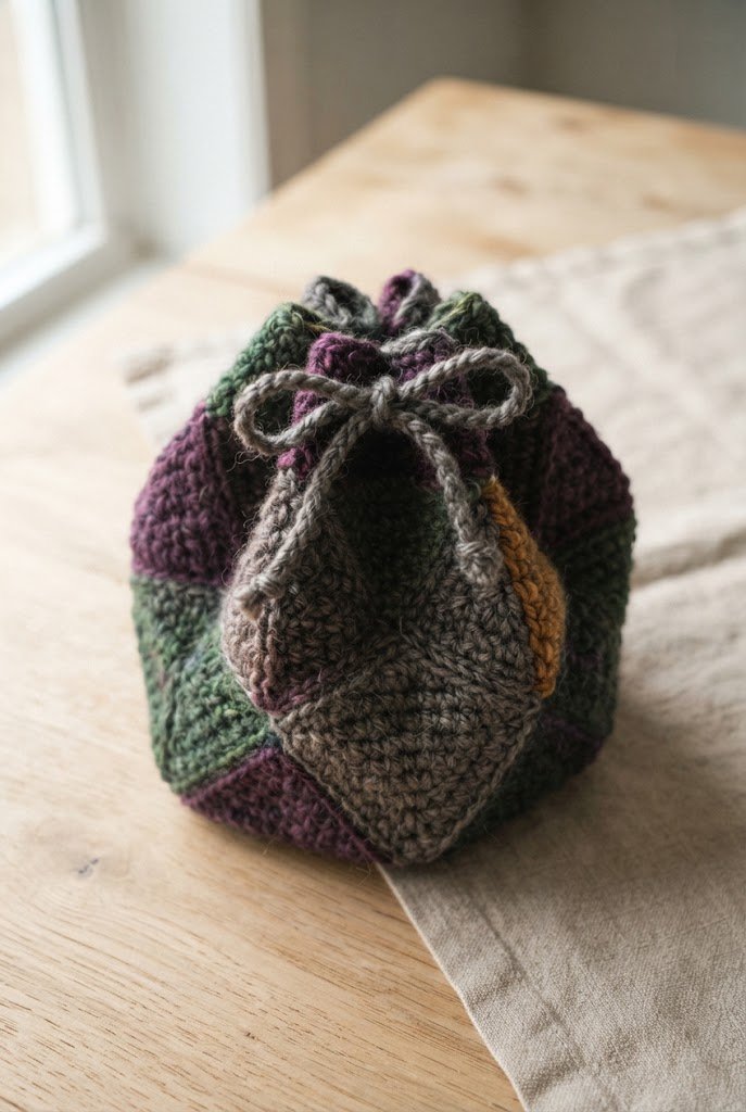 Crystal Cluster Geometric Pouch — crochet dice bag pattern free style outfit