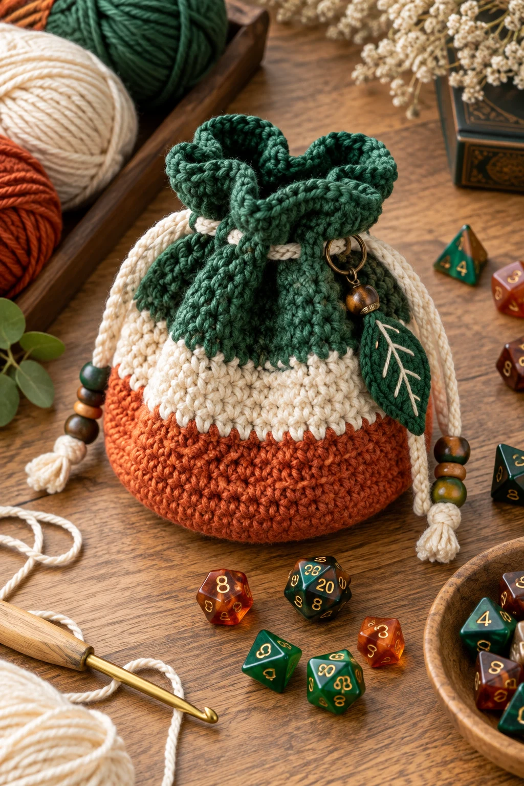 Crochet D&D Dice Bag Pattern Free With Color Blocking — crochet dice bag pattern free style outfit