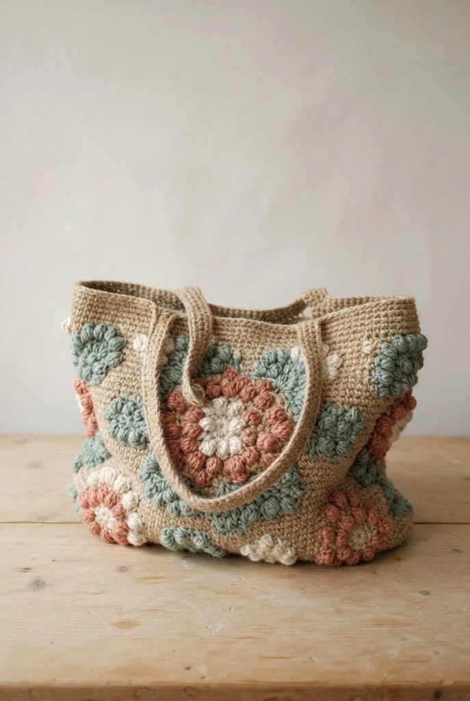 Blooming Bobble Stitch Beach Bag — crochet flower bag pattern free style outfit