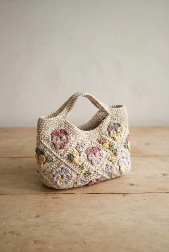 Pastel Pansy Mini Handbag — crochet flower bag pattern free style outfit