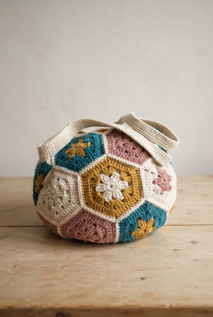 African Flower Motif Circle Bag — crochet flower bag pattern free style outfit