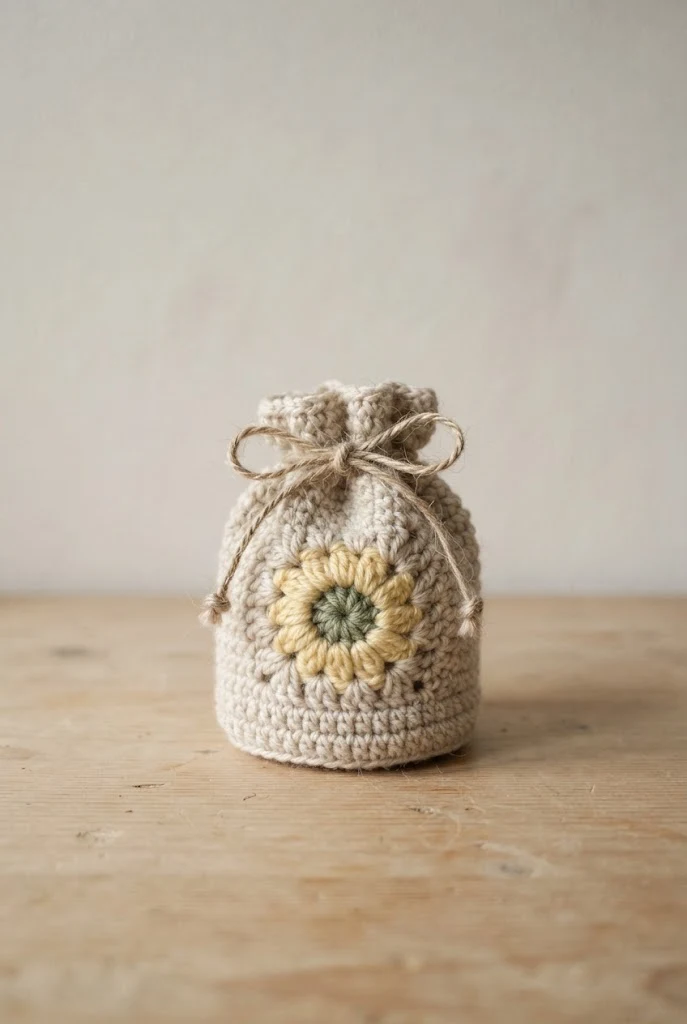 Dainty Daisy Drawstring Pouch — crochet flower bag pattern free style outfit