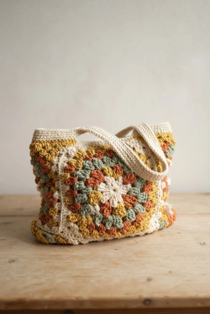 Retro Popcorn Stitch Blossom Tote — crochet flower bag pattern free style outfit