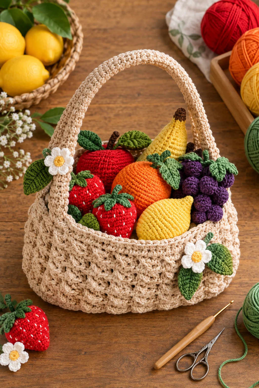 Crochet Fruit Basket Bag — crochet fruit bag style outfit