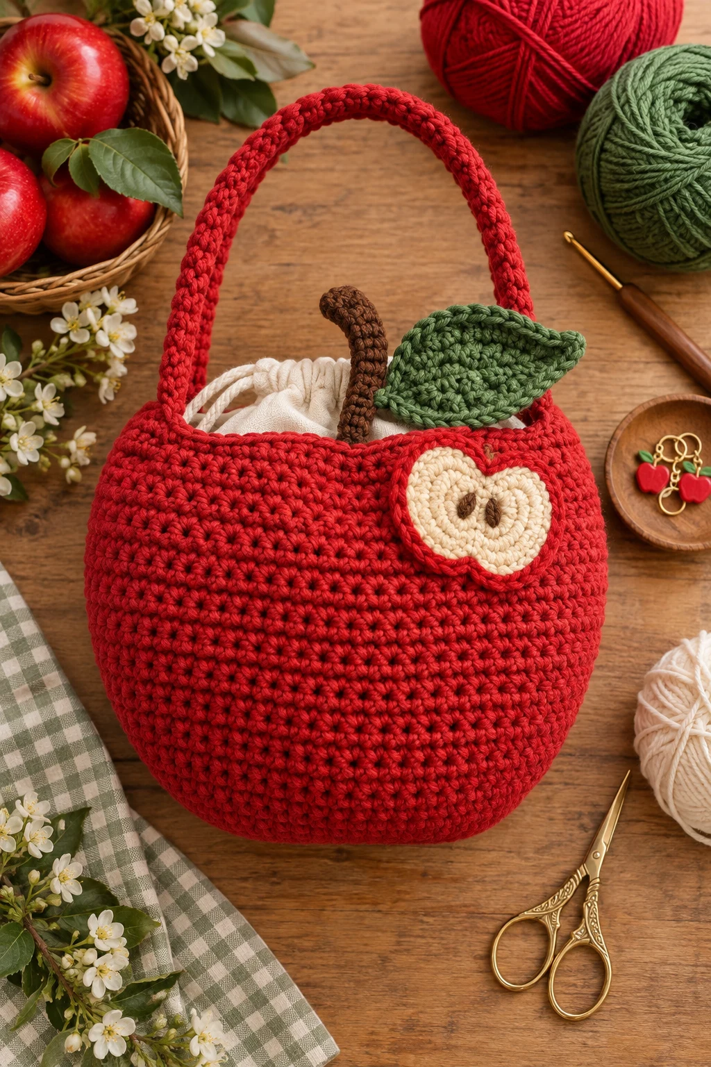 Apple Basket Bag — crochet fruit bag style outfit