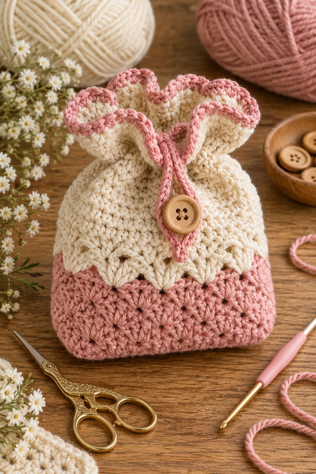 Crochet Gift Bag With a Button Closure — crochet gift bag style outfit