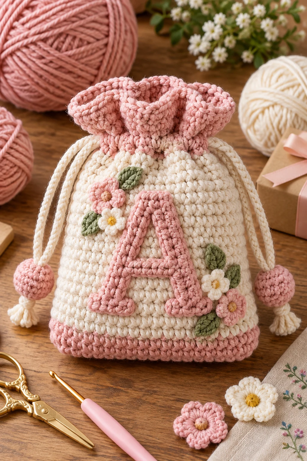 Personalized Initial Gift Bag — crochet gift bag style outfit