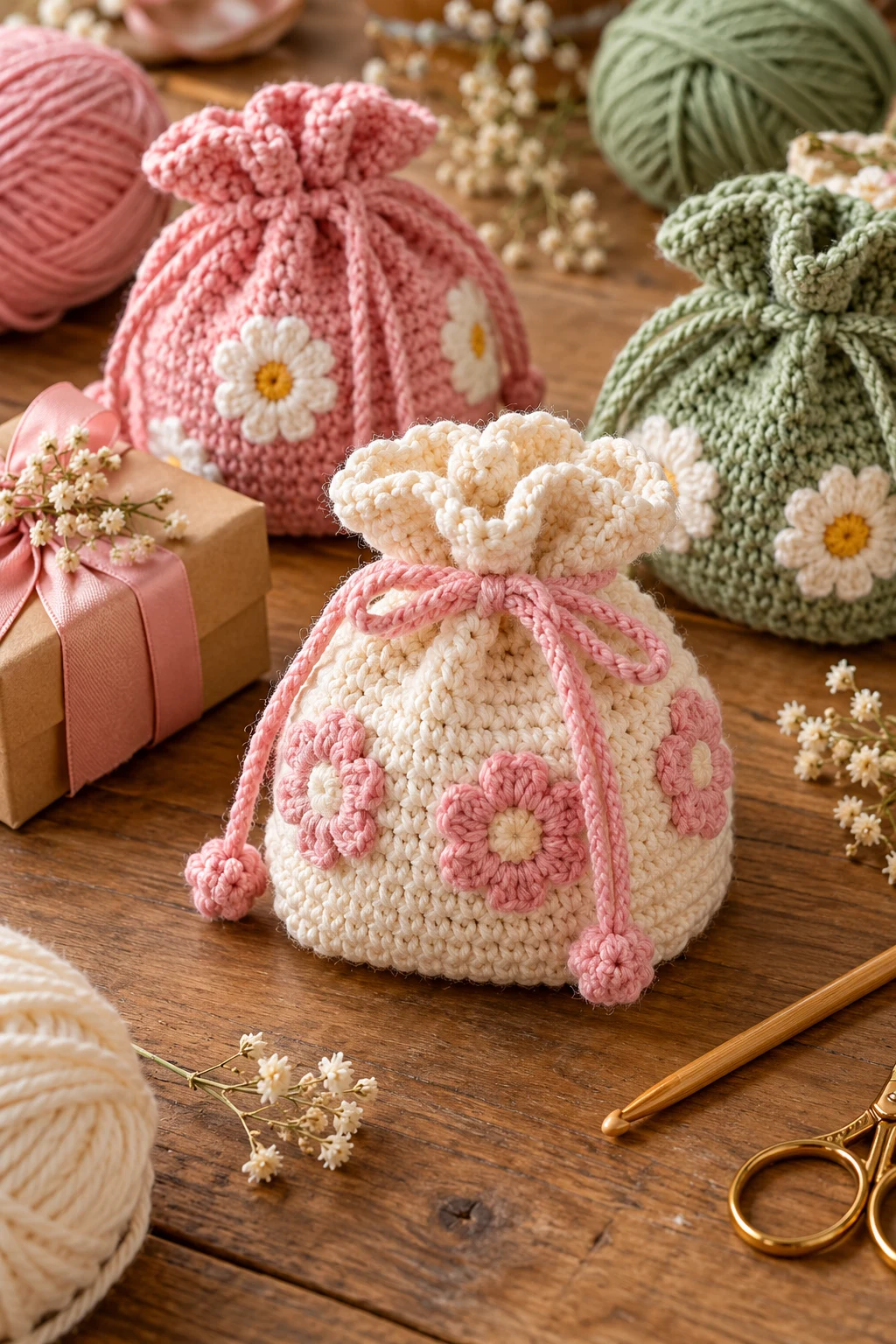 Mini Crochet Gift Bag for Small Presents — crochet gift bag style outfit