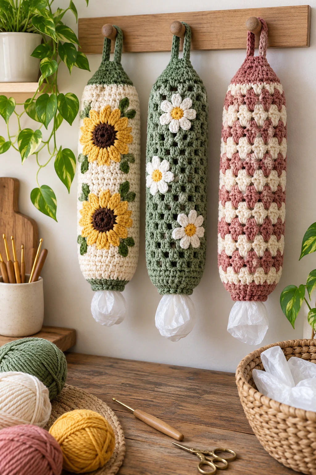 Crochet Grocery Bag Holder Set — crochet grocery bag style outfit