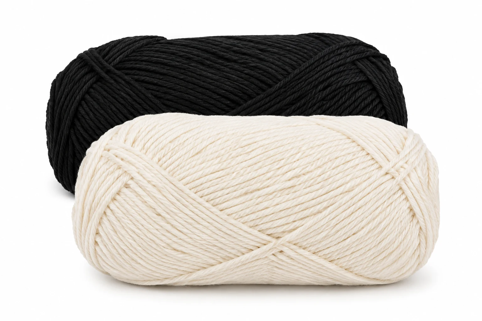 Lion Brand 24/7 Cotton Yarn, Black & Ecru, 2 Pack