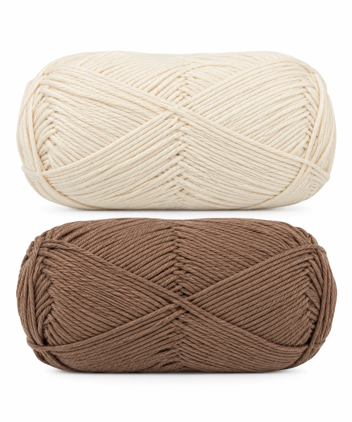 Lion Brand 24/7 Cotton Yarn, Ecru & Cafe, 2 Pack