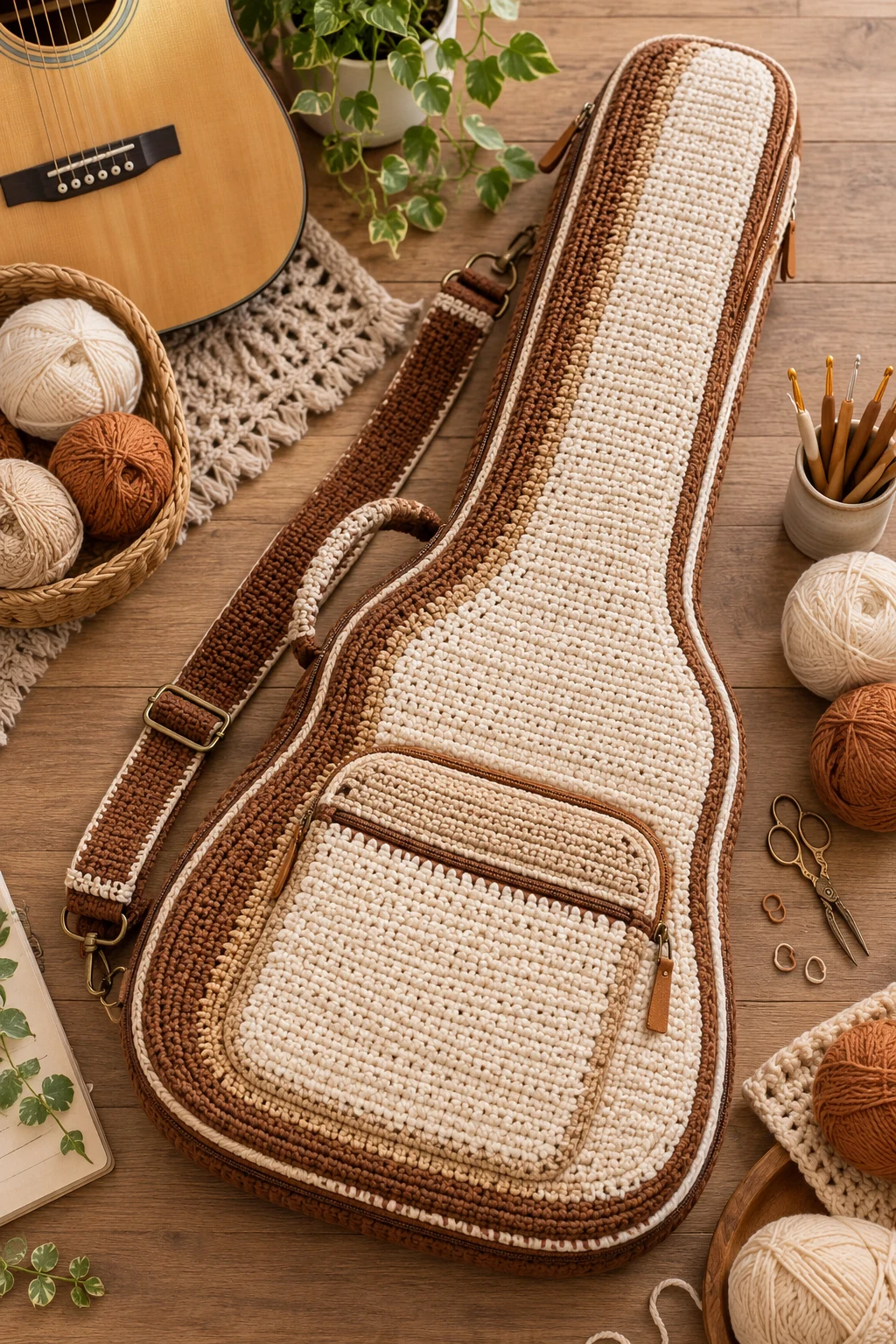 Padded Crochet Guitar Case — crochet guitar bag style outfit