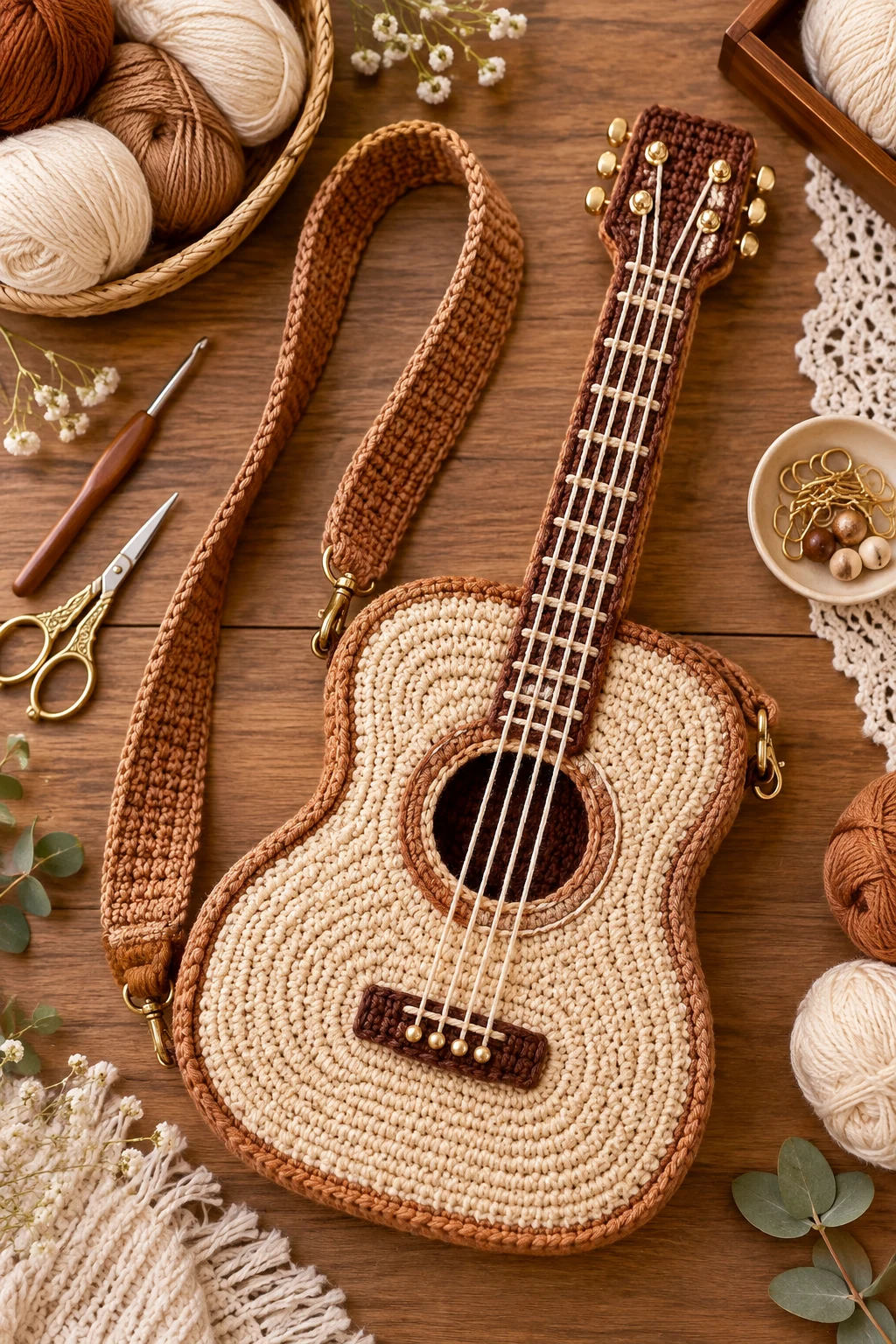 Free-Pattern Friendly Crochet Guitar Bag — crochet guitar bag style outfit
