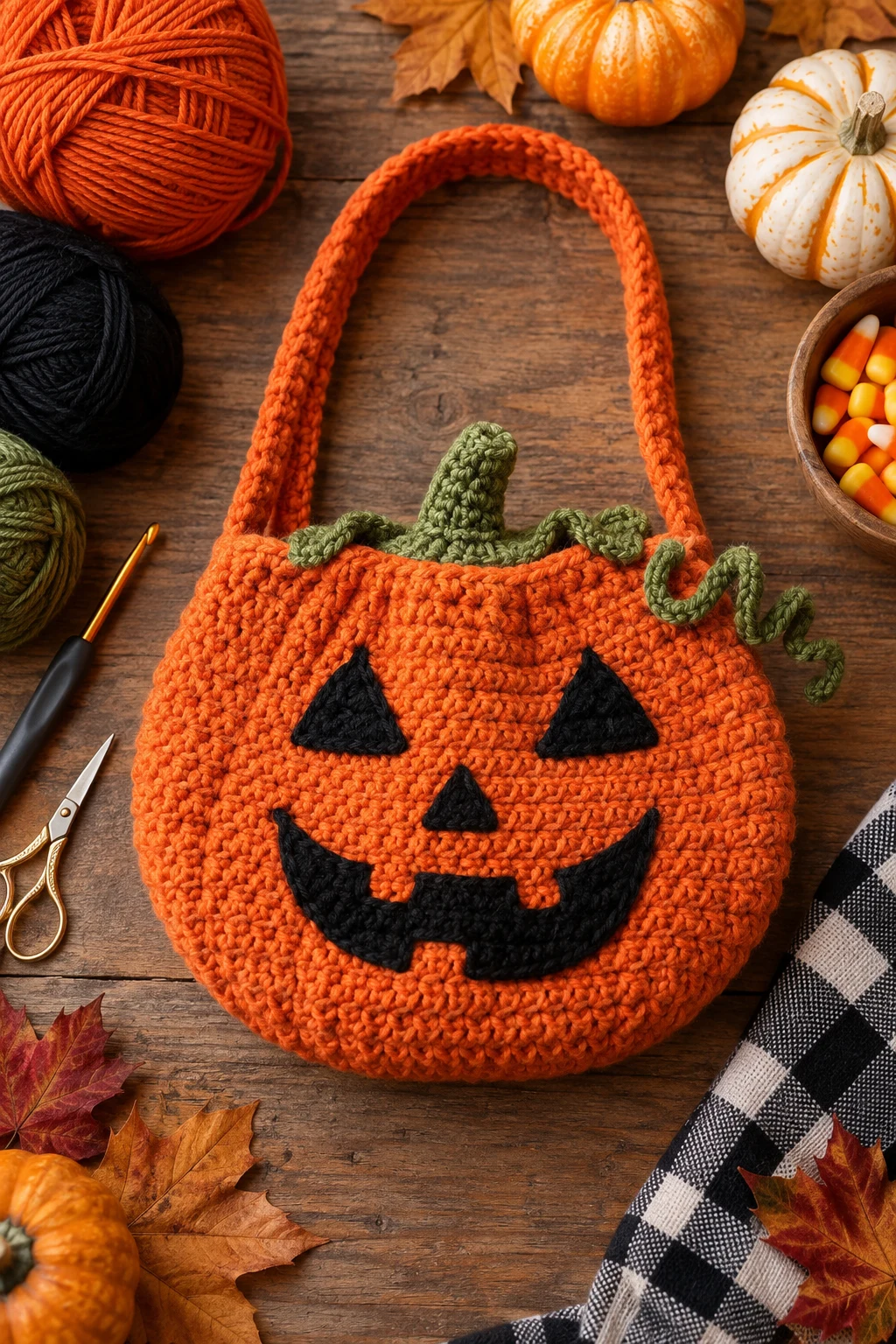 Classic Jack-O'-Lantern Crochet Halloween Bag — crochet halloween bag style outfit