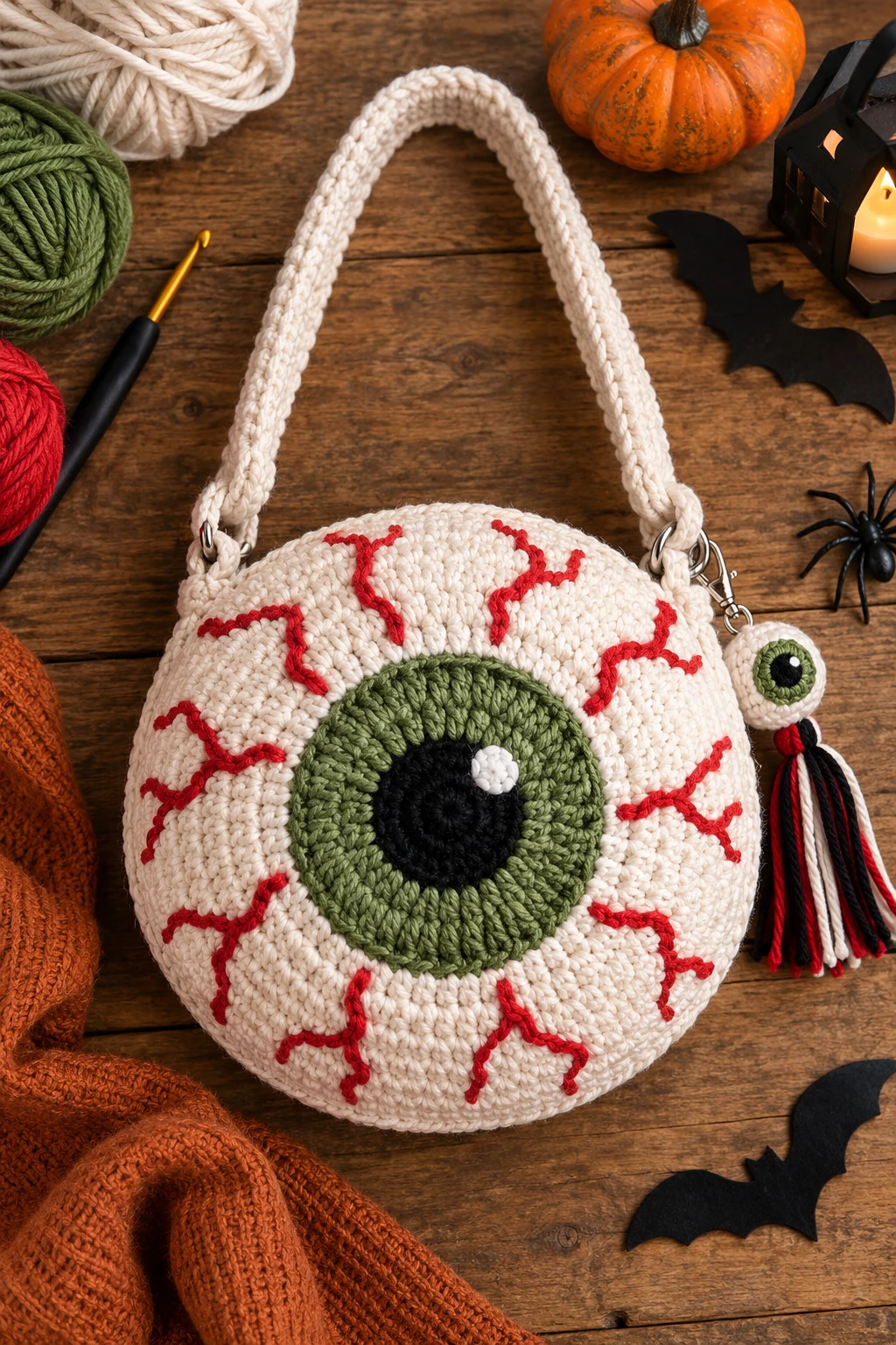 Spooky Eyeball Crochet Halloween Bag — crochet halloween bag style outfit