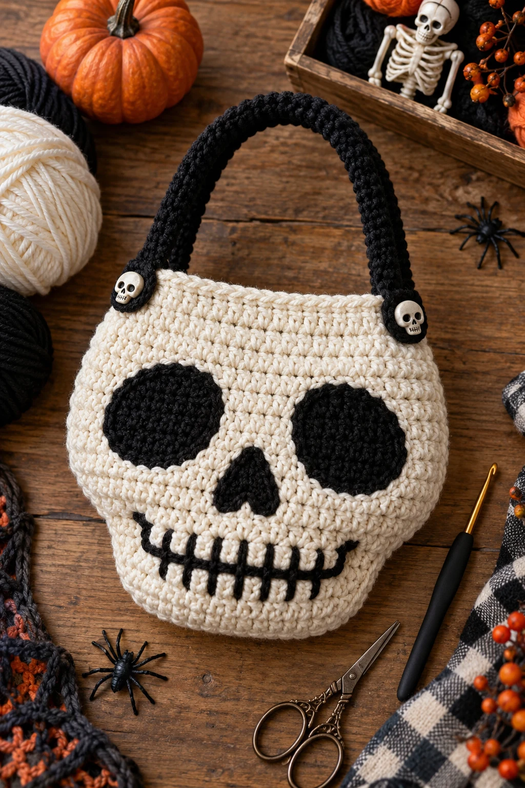Skull Crochet Halloween Bag — crochet halloween bag style outfit