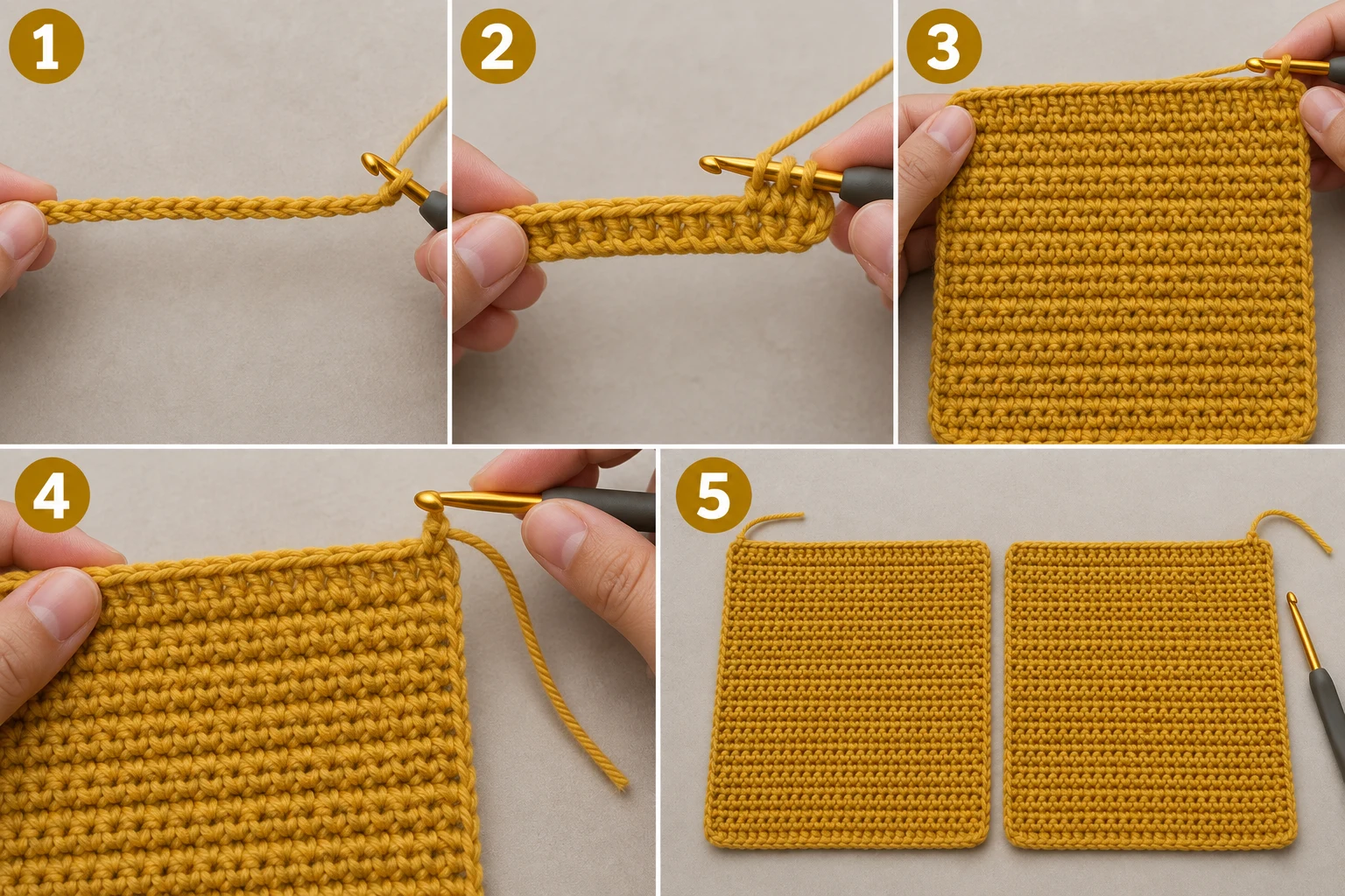 Steps 1–5 — Crochet Handbag Pattern