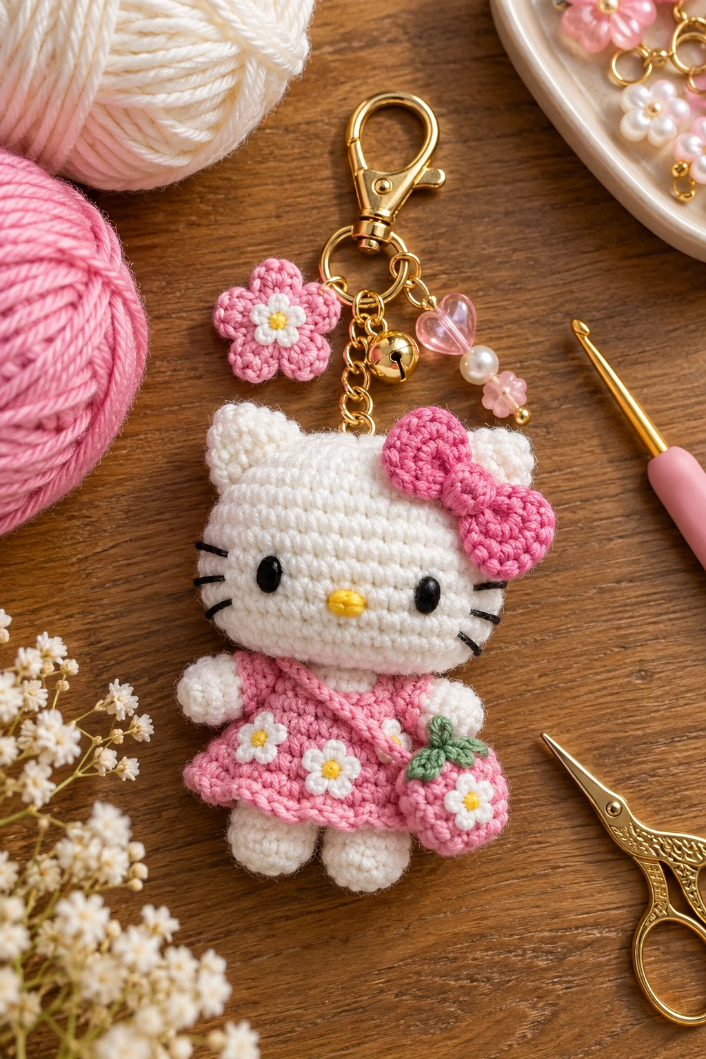 Personalized Crochet Hello Kitty Bag Charm — crochet hello kitty bag style outfit