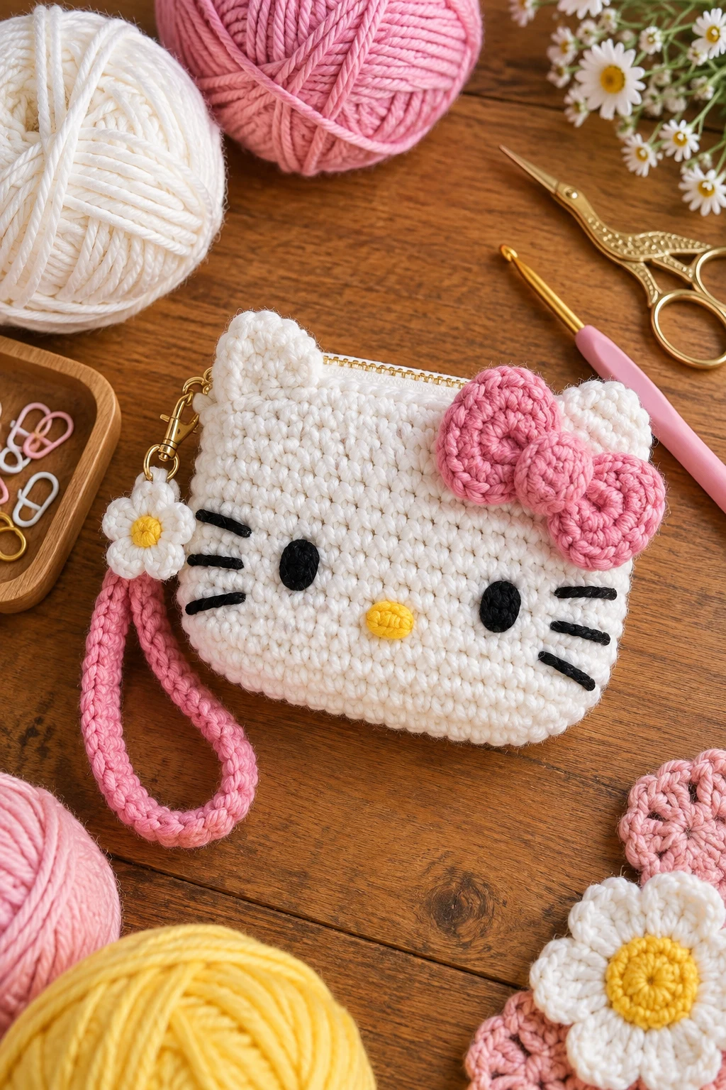 Mini Crochet Hello Kitty Pouch — crochet hello kitty bag style outfit