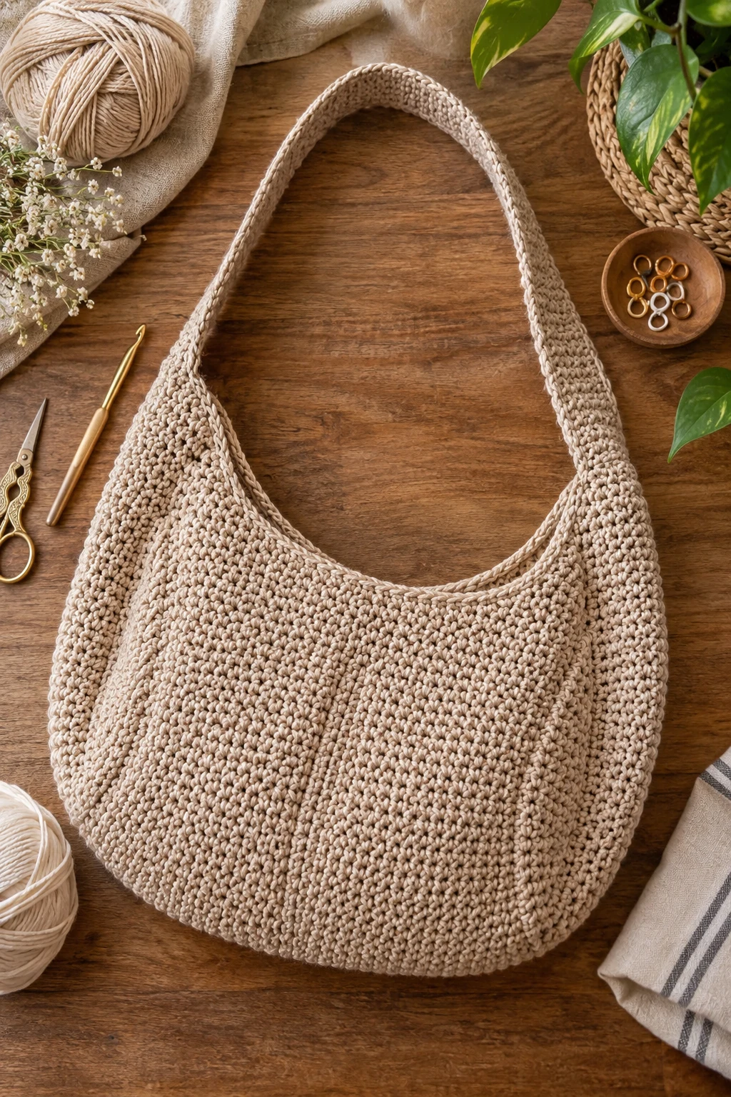 Classic Crescent Hobo — crochet hobo bag free pattern style outfit