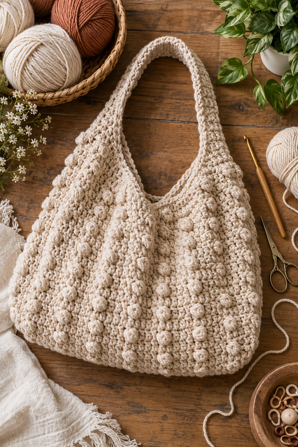 Textured Statement Hobo — crochet hobo bag free pattern style outfit