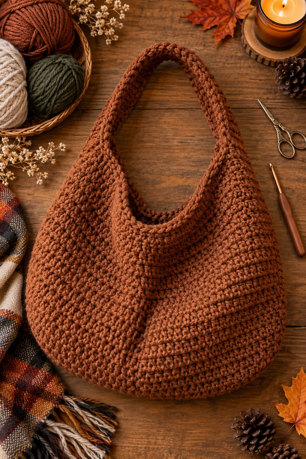 Chunky Autumn Slouch — crochet hobo bag free pattern style outfit