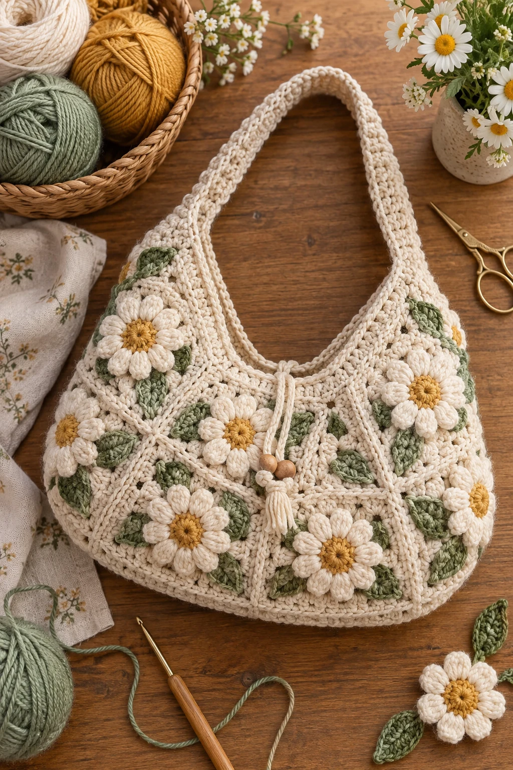 Floral Cottage Hobo — crochet hobo bag free pattern style outfit