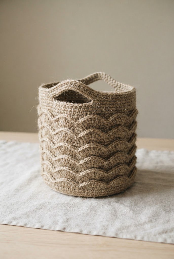 Ocean Wave Stitch Beach Caddy — crochet jute bag style outfit