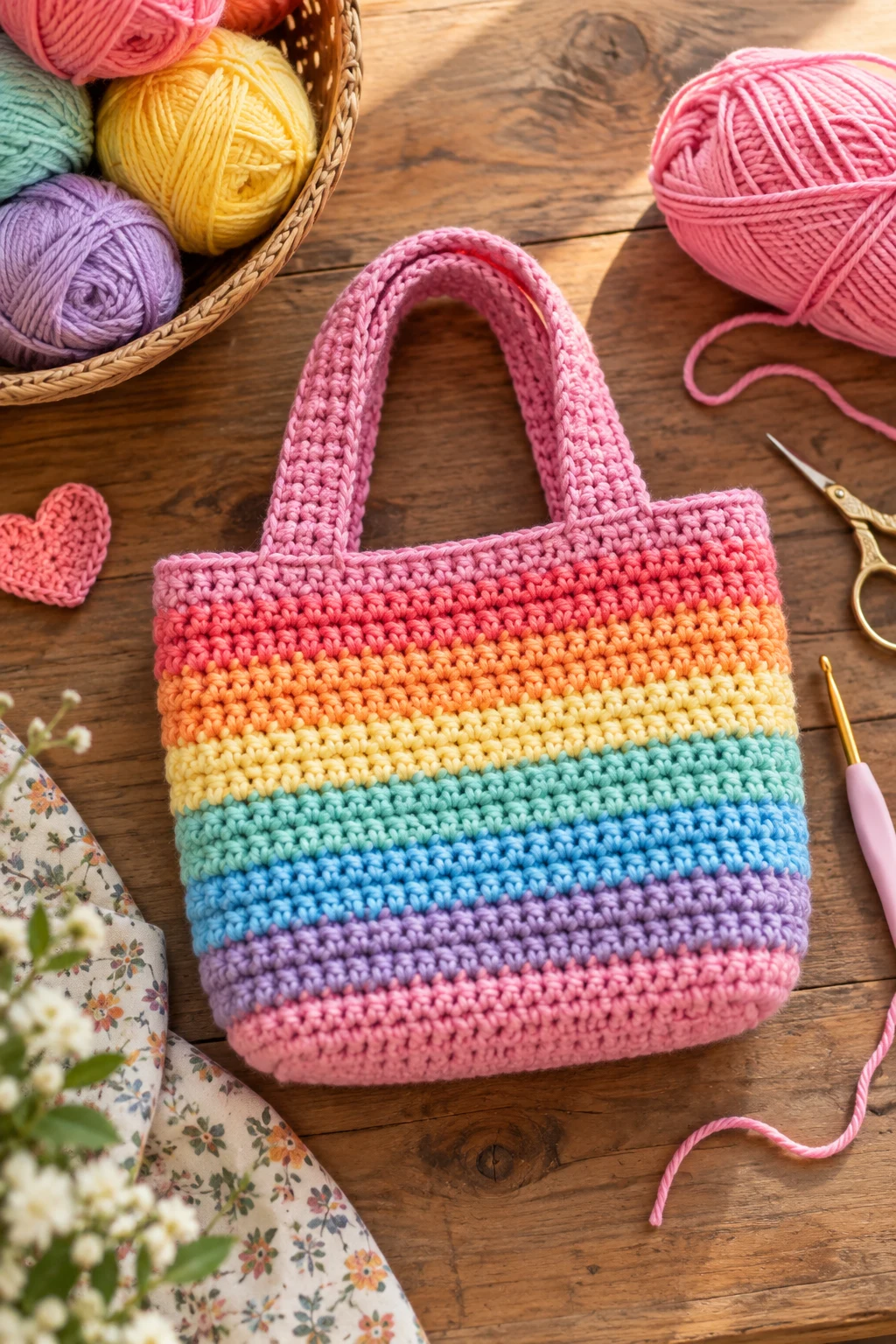 Rainbow Stripe Crochet Kids Bag — crochet kids bag style outfit