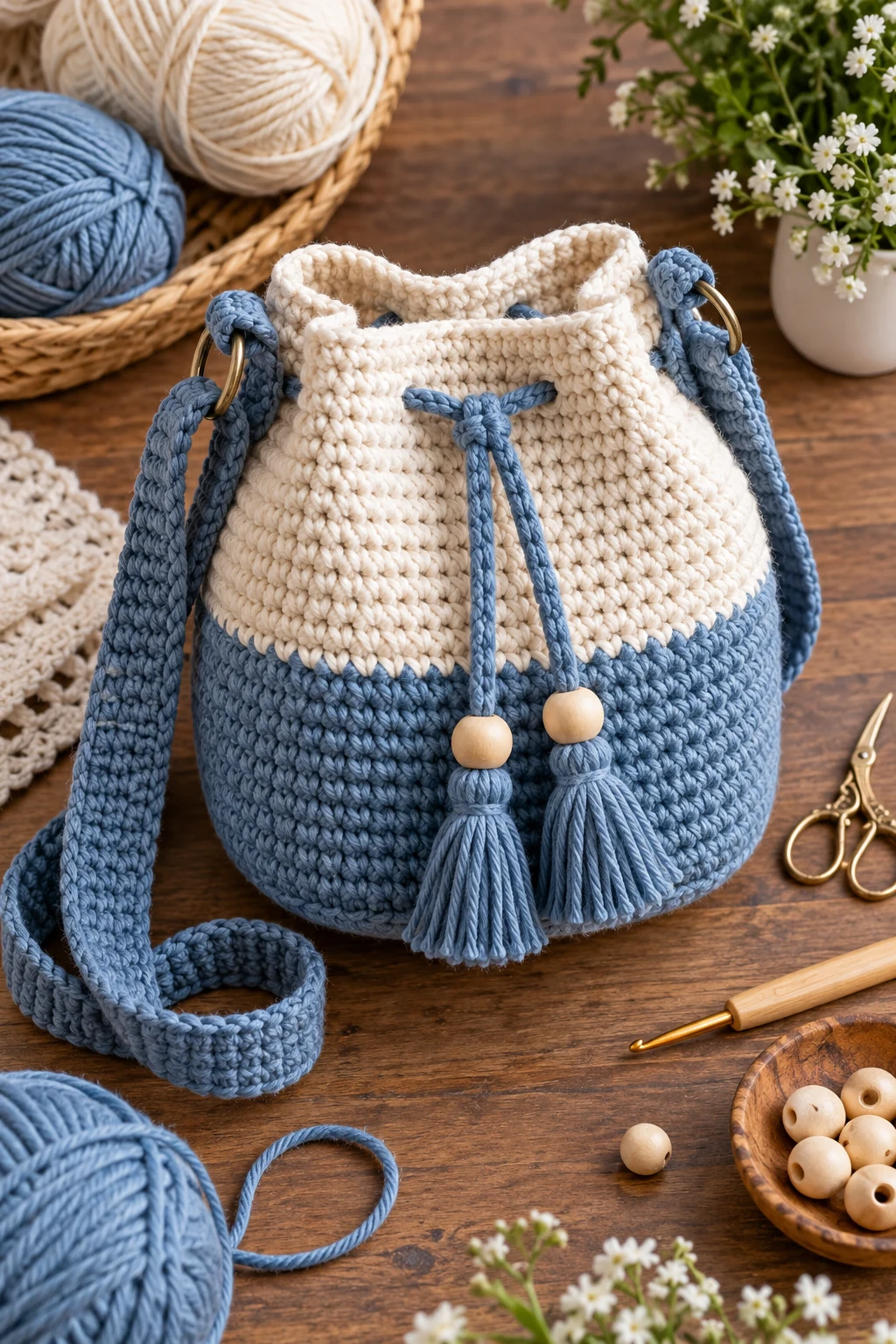 Two-Tone Bucket Adventure Bag — crochet kids bag style outfit