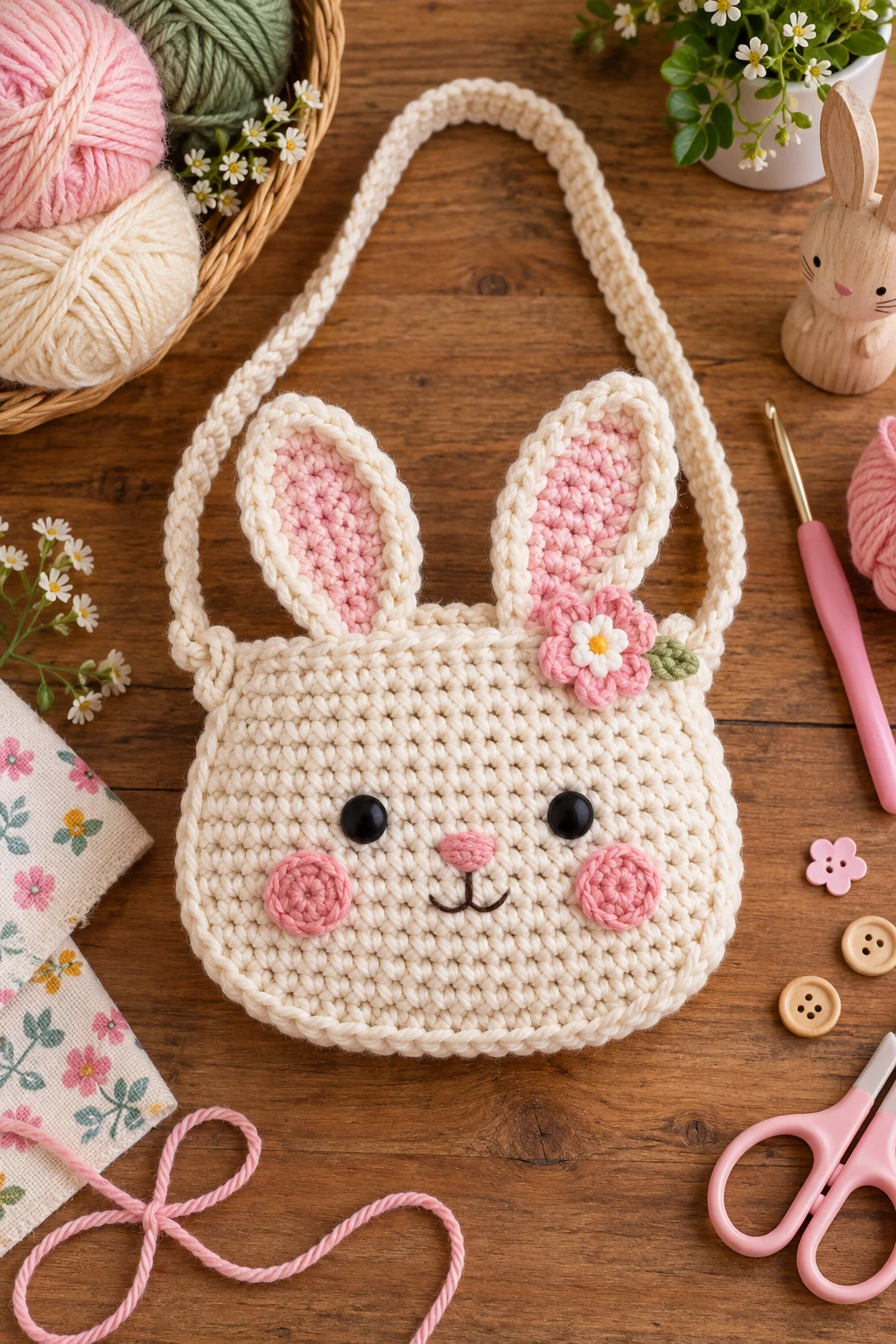Bunny Ear Crochet Kids Bag — crochet kids bag style outfit