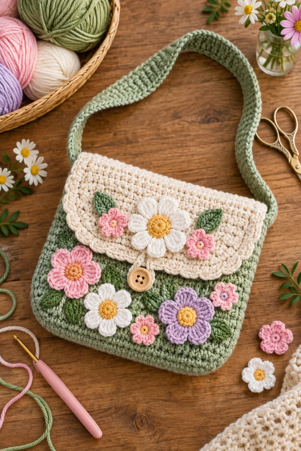 Flower Garden Crochet Kids Bag — crochet kids bag style outfit