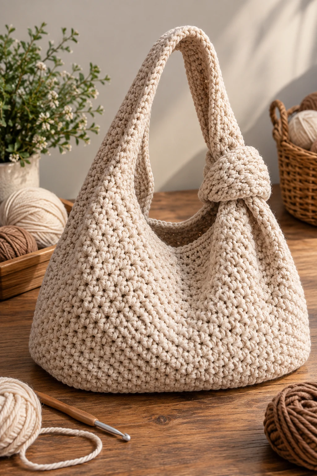Oversized Everyday Crochet Knot Bag — crochet knot bag style outfit