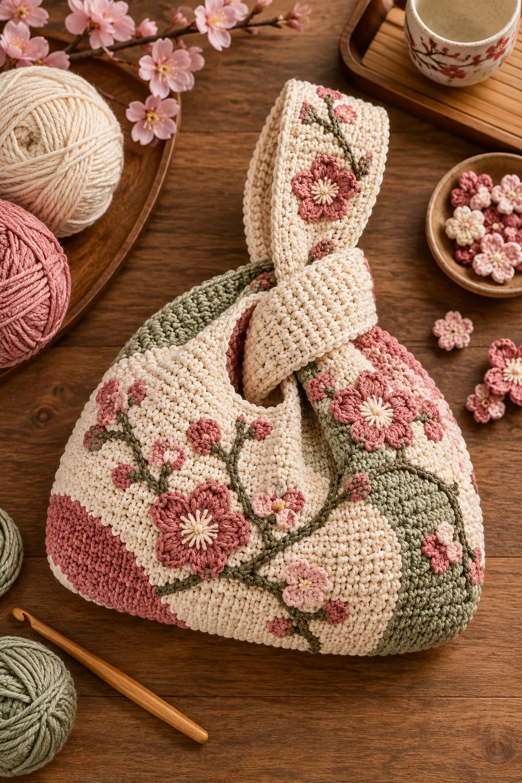 Japanese-Inspired Knot Purse — crochet knot bag style outfit
