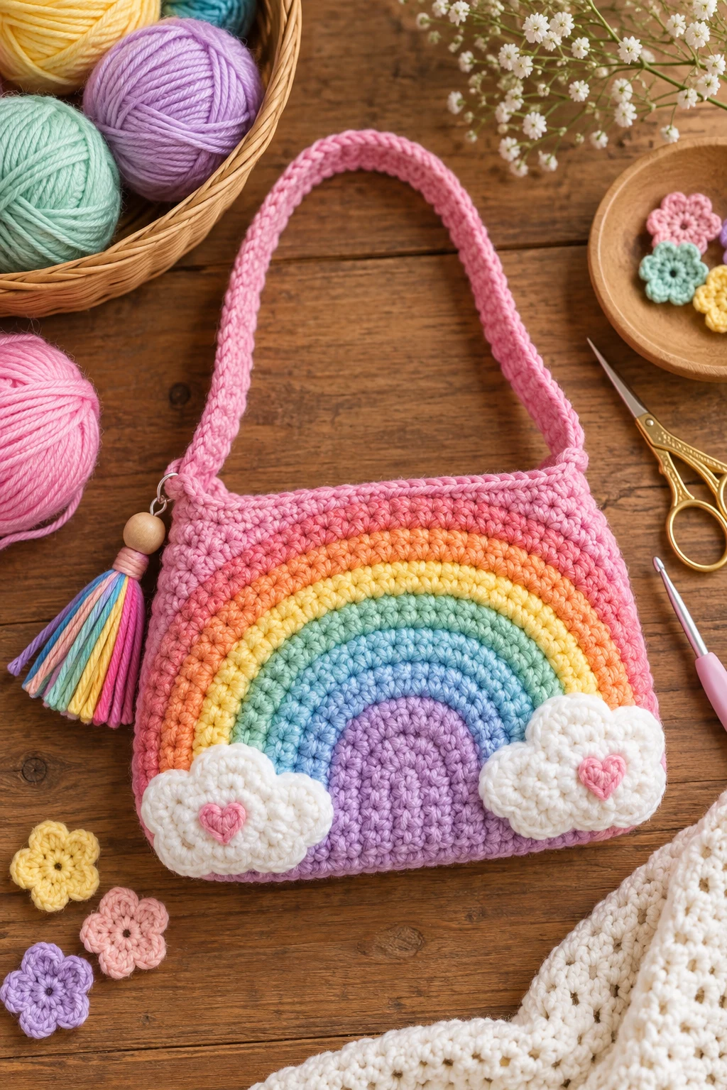 Little Girl’s Rainbow Bag — crochet little bag style outfit