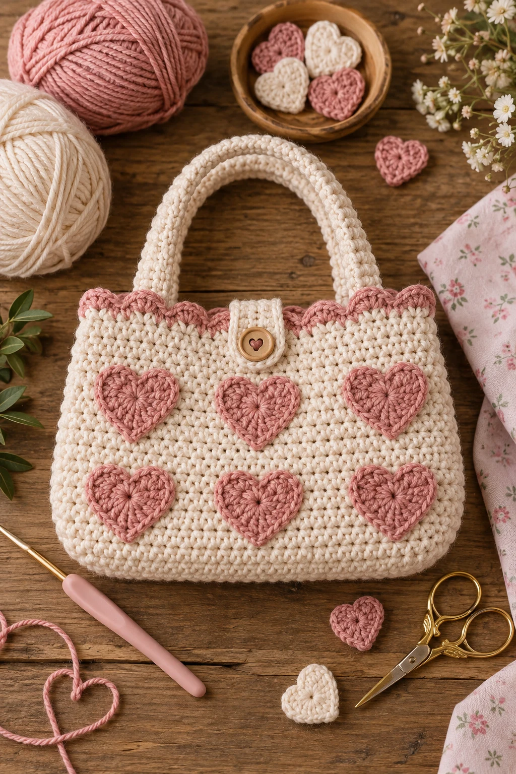 Cute Heart-Detail Crochet Bag — crochet little bag style outfit